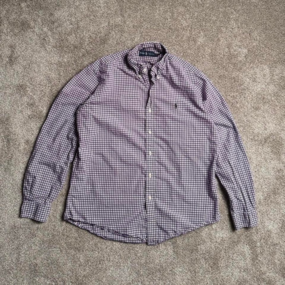 PURPLE GINGHAM RALPH LAUREN LONG SLEEVE BUTTON UP